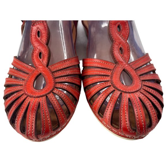 Spring Step Women's Makeda Red Leather Closed Toe Sandals Sz EU 39/US 8-8.5 EUC - Picture 4 of 7